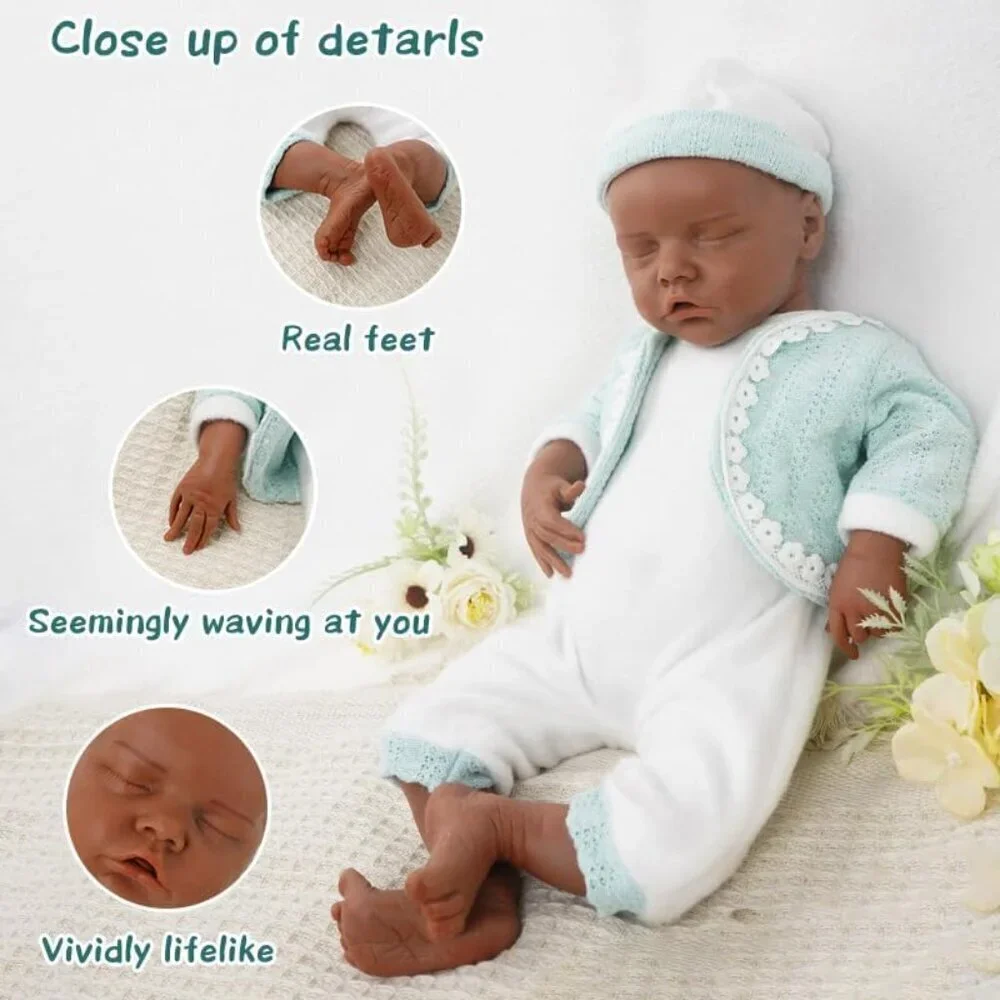 🆕18 Inch Realistic Full Body Silicone Reborn tan Baby Girl Real life Baby Dolls